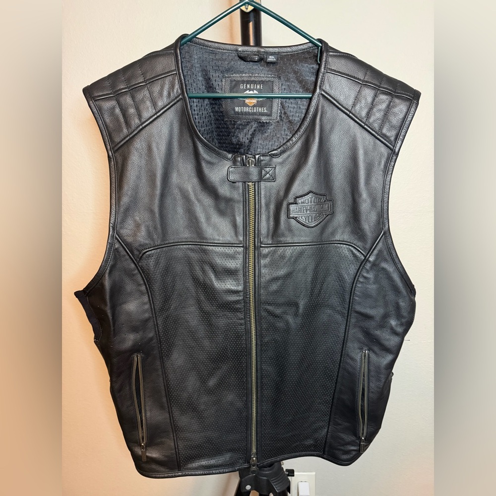 Harley Davidson Men's  Swat II Motorcycle Leather Vest Handmade  Waistcoat3X